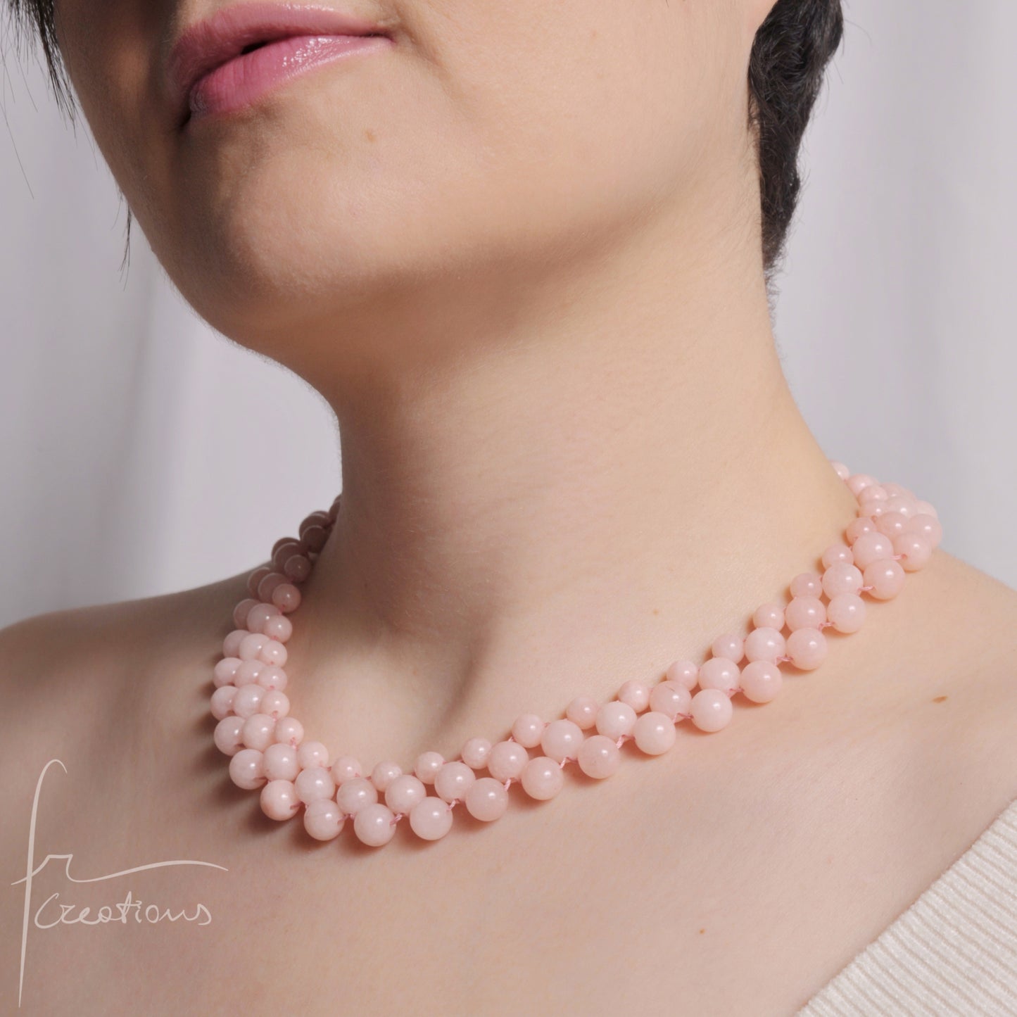 Collana Alexandra Medium in tessitura Con Giada Rosa Morganite