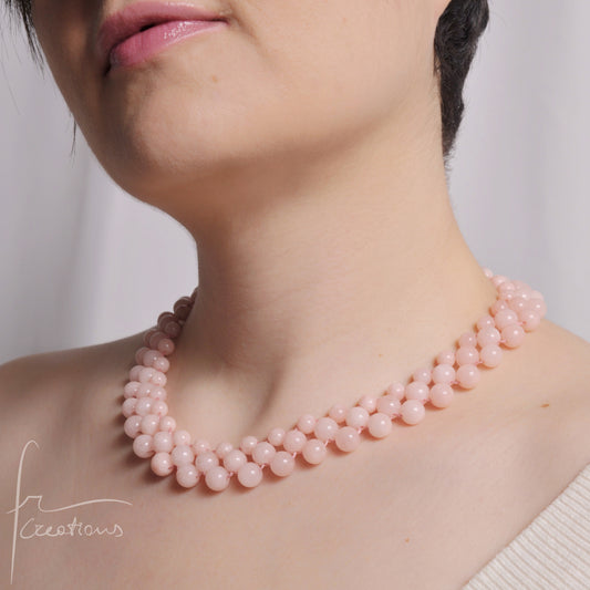 Collana Alexandra Medium in tessitura Con Giada Rosa Morganite