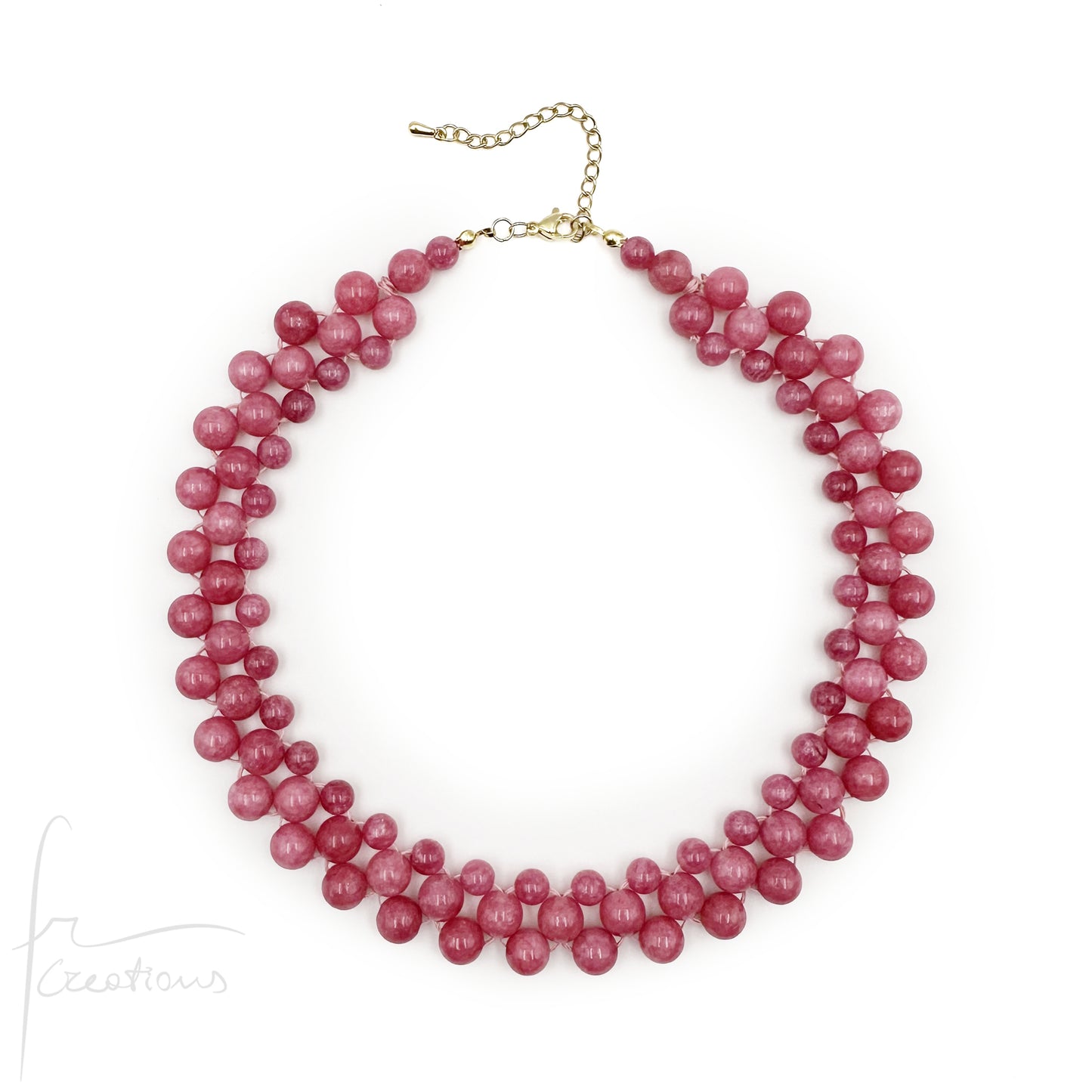 Collana Alexandra Medium in tessitura Con Giada Rosa Rodocrosite