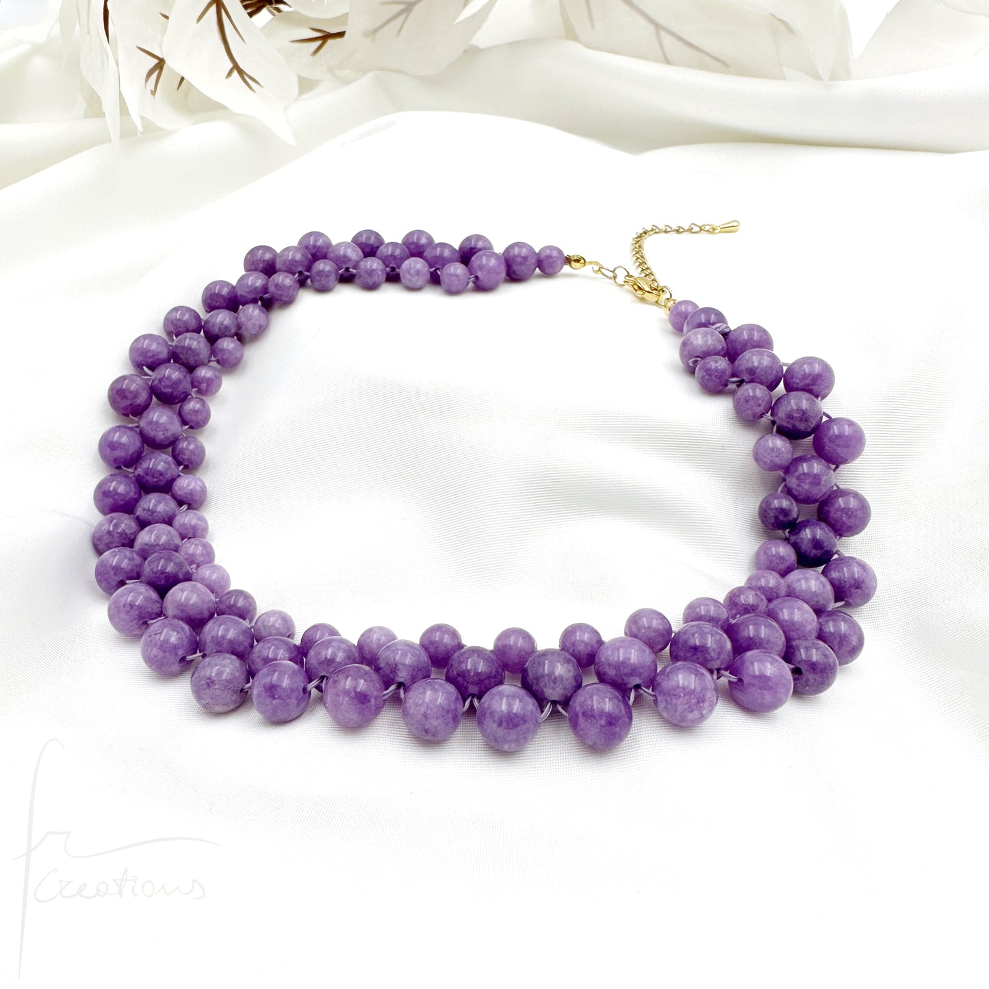 Collana Alexandra Medium in tessitura Con Giada Viola Lavanda Kunzite