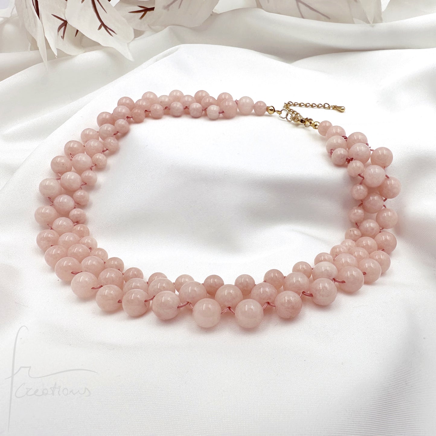 Collana Alexandra Medium in tessitura Con Giada Rosa Morganite