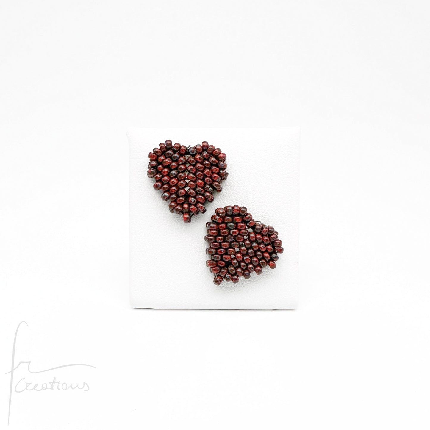 Orecchini Cuore a lobo con perline in vetro e perno in acciaio inox Maxi