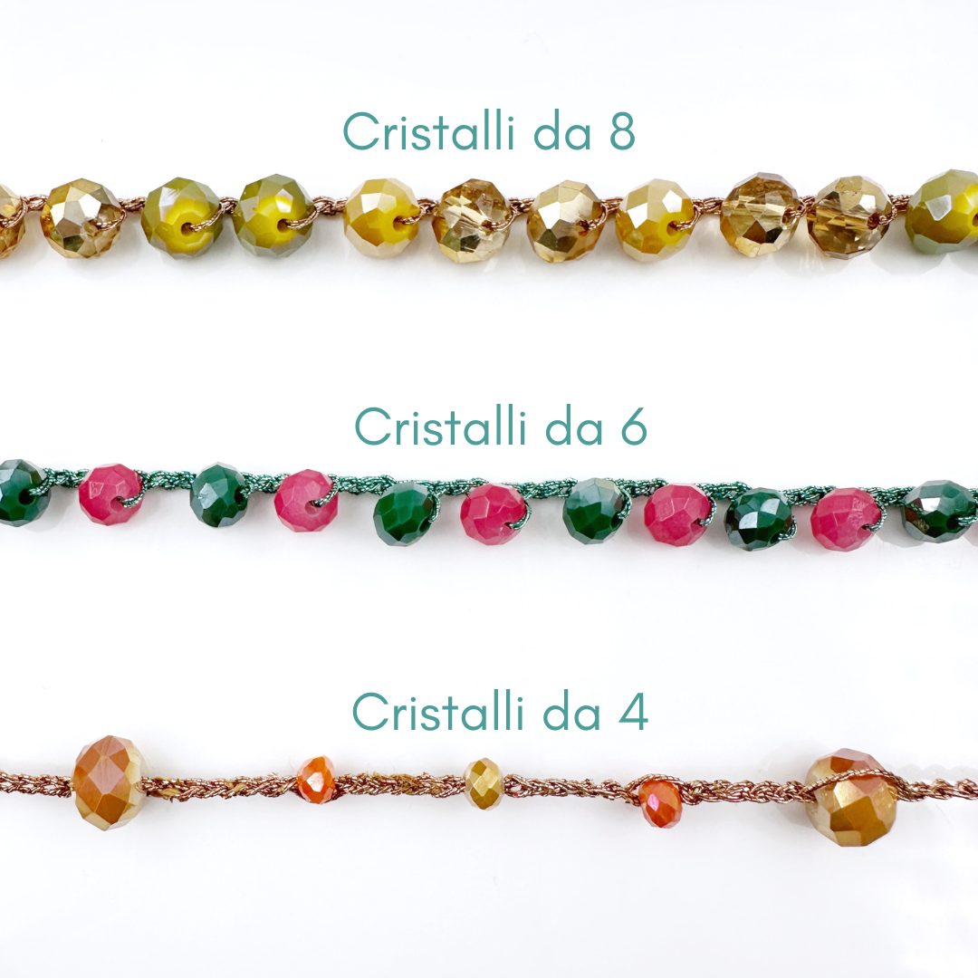 Collana Amélie lunga uncinetto con cristalli senza chiusura oro