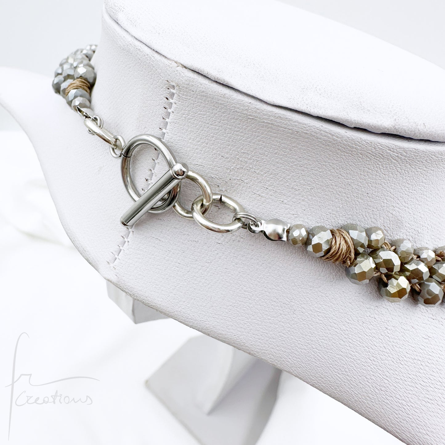 Collana Girocollo Alexandra in tessitura con cristalli Brown e Chocolate