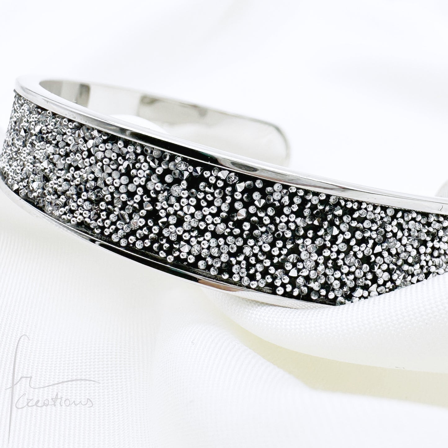 Bracciale a fascia Rigido in acciaio inox e Cristali Austriaci Originali