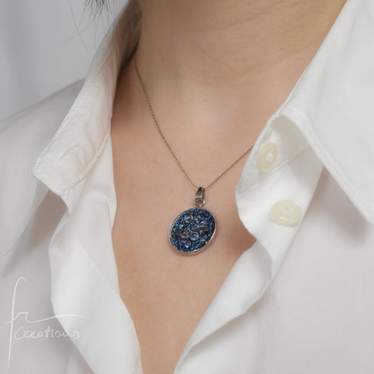 Collana con Pendente in acciaio inox e Cristali Austriaci Originali