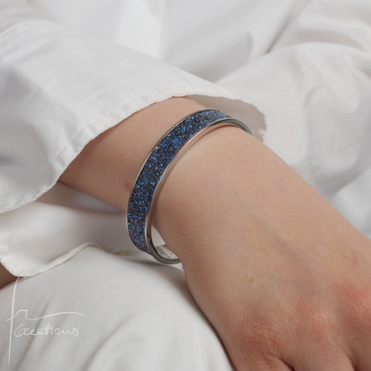 Bracciale a fascia Rigido in acciaio inox impreziosito con Cristali di Swarovski
