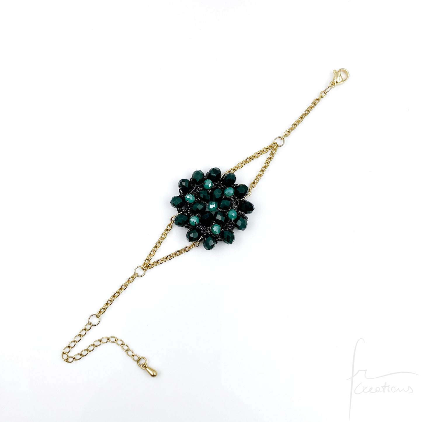 Bracciale fiore all'uncinetto con cristalli Blumen
