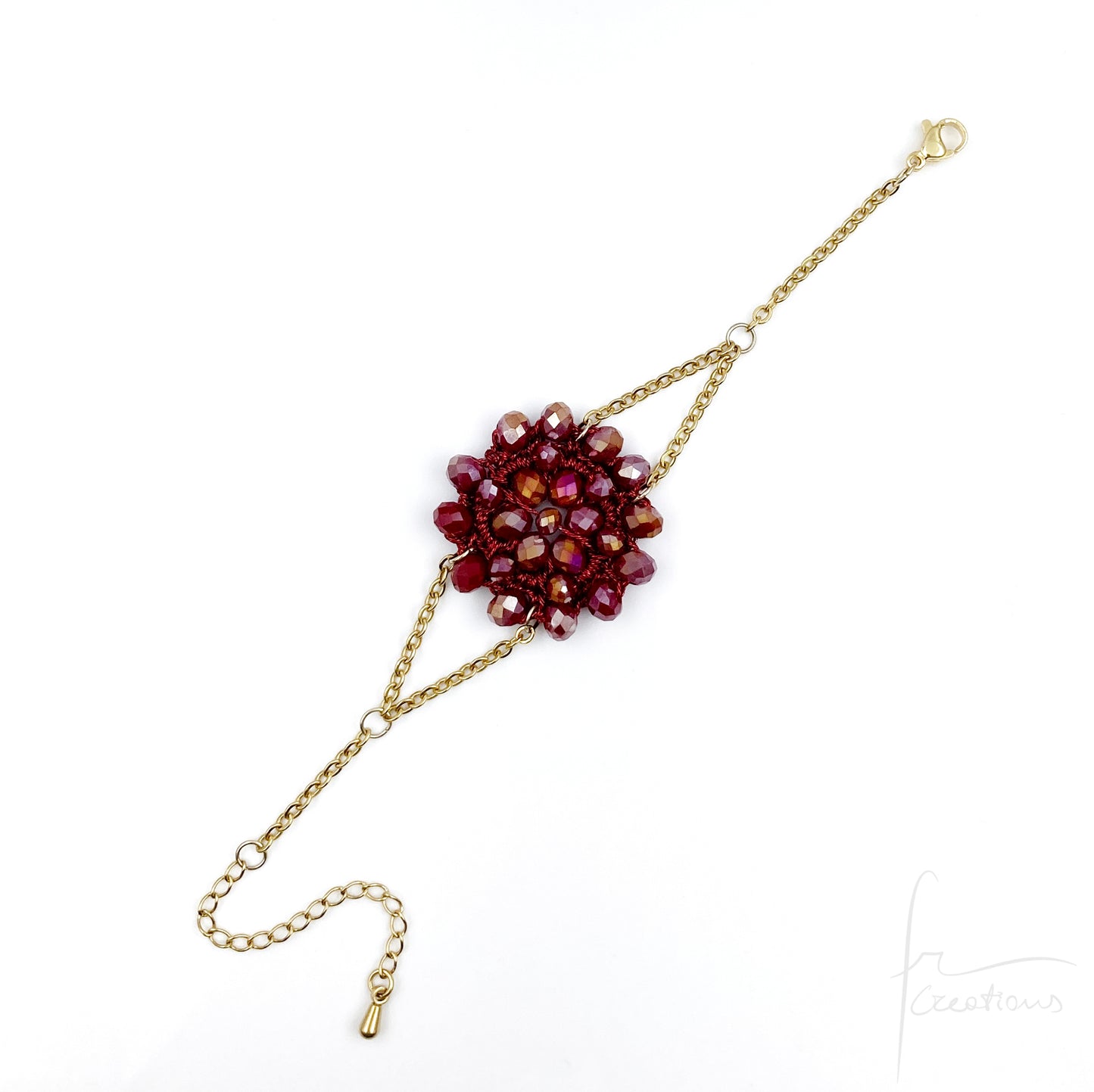 Bracciale fiore all'uncinetto con cristalli Blumen