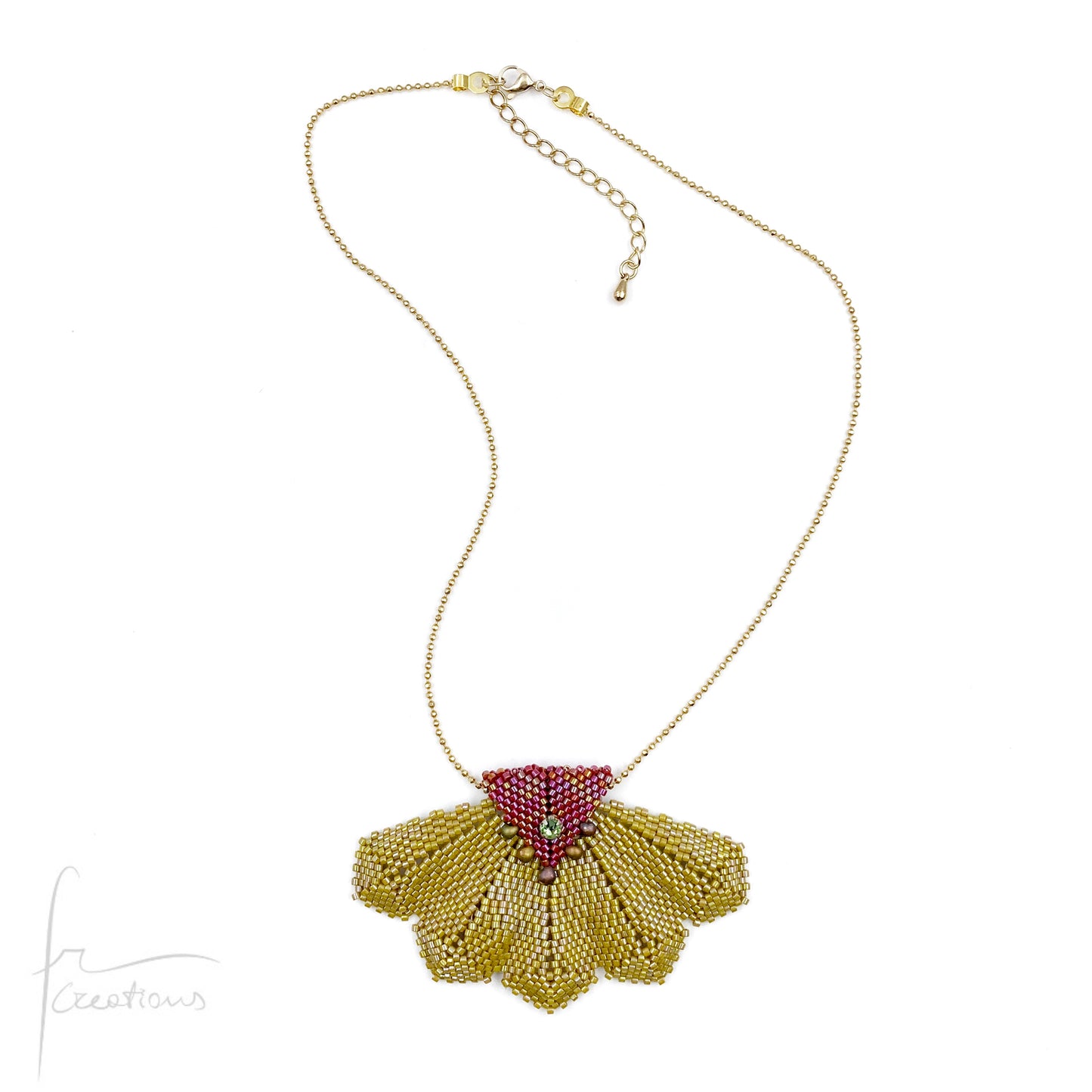 Collana pendente fiore tessitura con perline e Cristallo Austriaco Originale