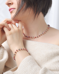 Collana Bracciale uncinetto e cristalli Febe