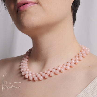 Collana Alexandra Medium in tessitura Con Giada Rosa Morganite