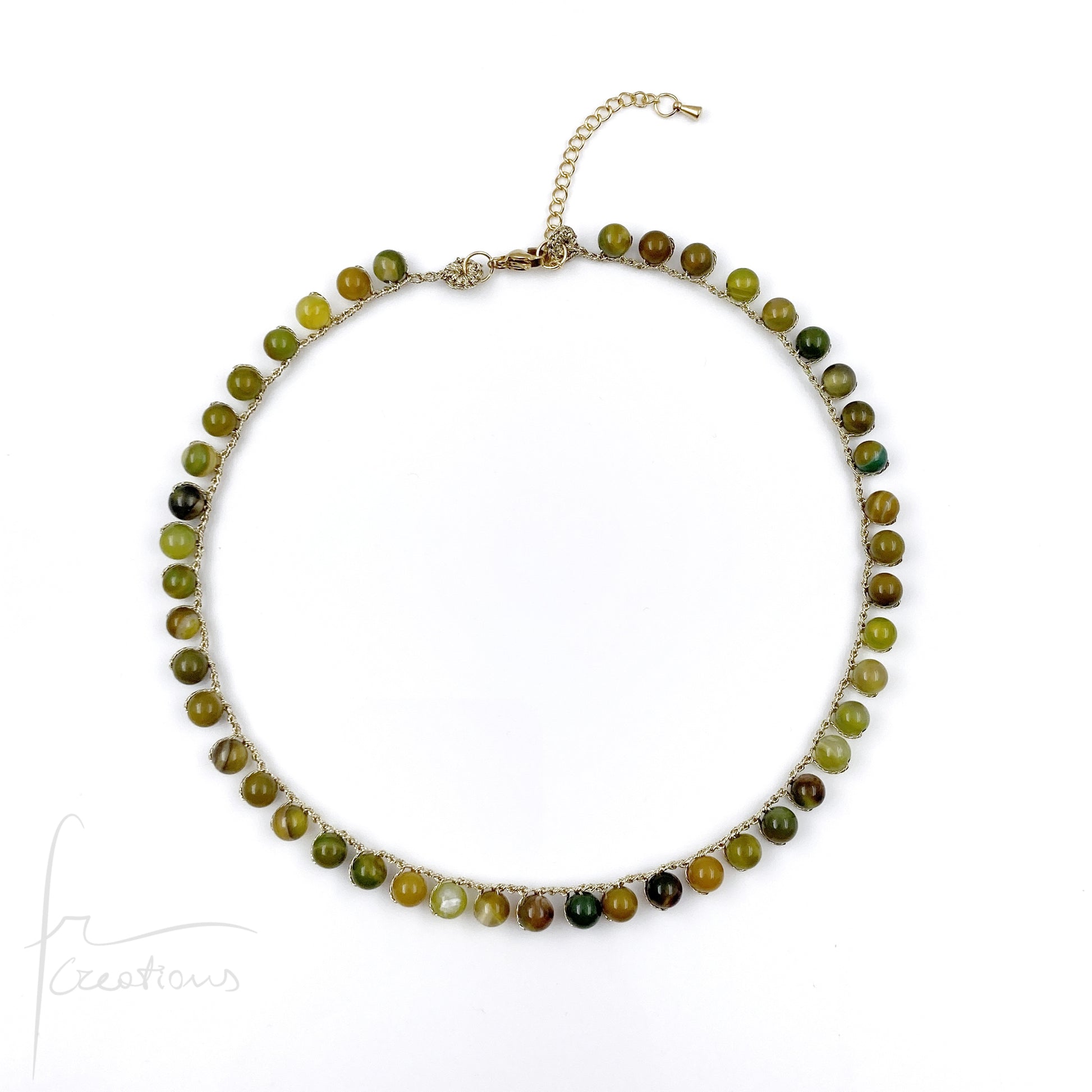 Girocollo Grace all'uncinetto con agata striata verde