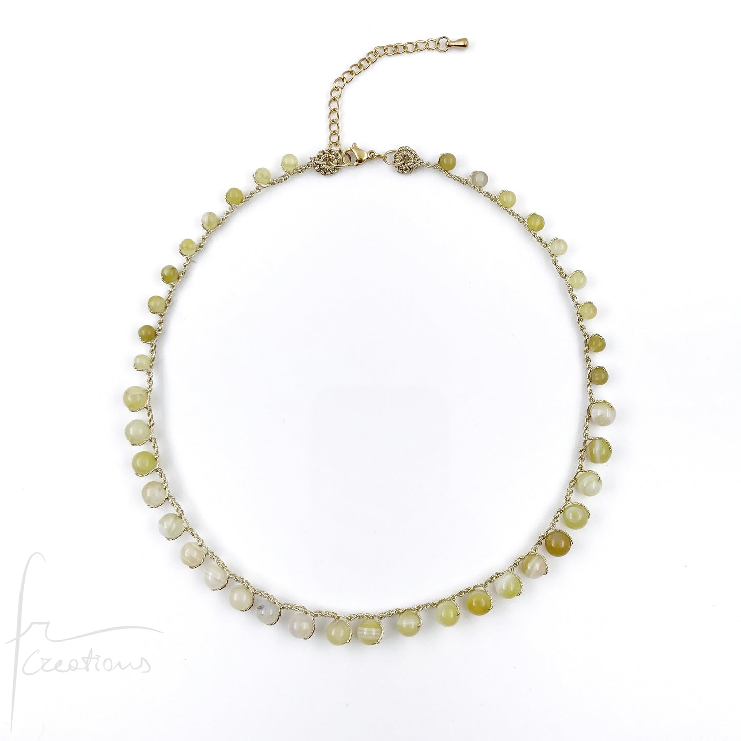 Girocollo Grace all'uncinetto con agata striata giallo pomelo