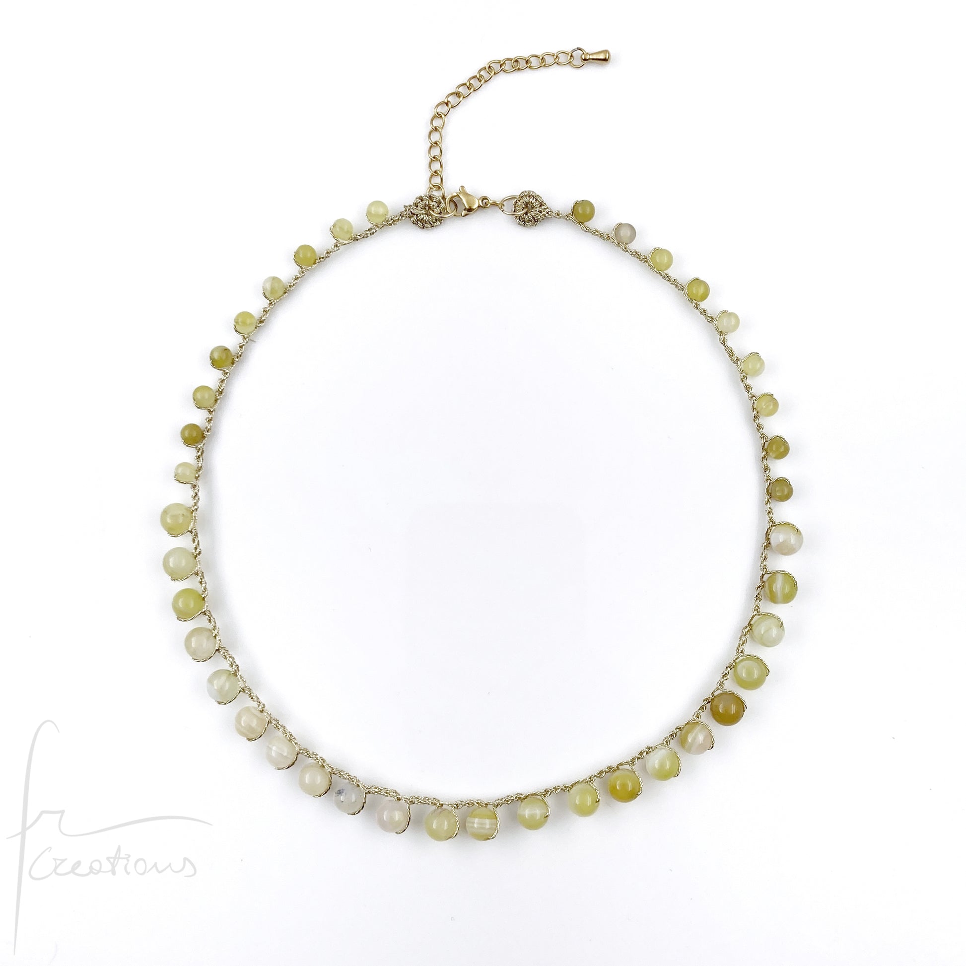 Girocollo Grace all'uncinetto con agata striata giallo pomelo