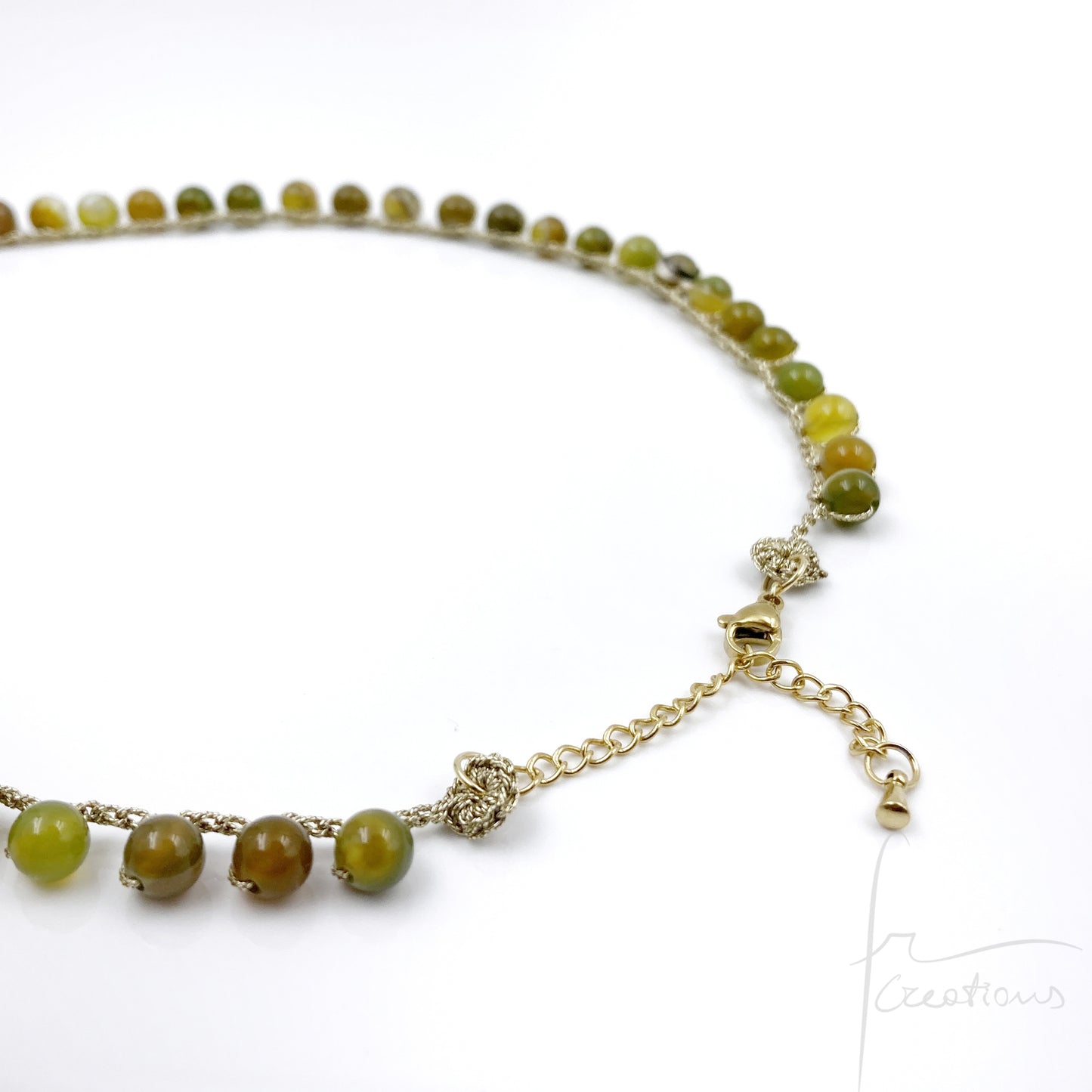 Girocollo Grace all'uncinetto con agata striata verde