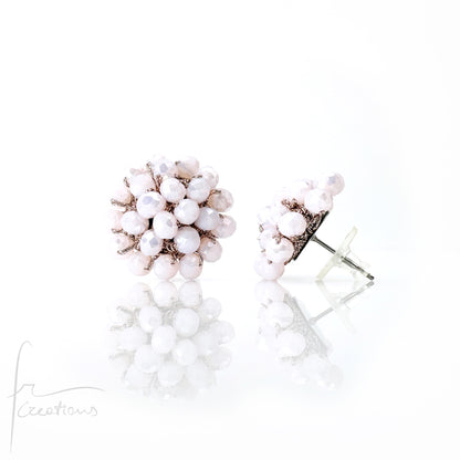 Orecchini a Lobo Rotondi Aila all' Uncinetto con Cristalli