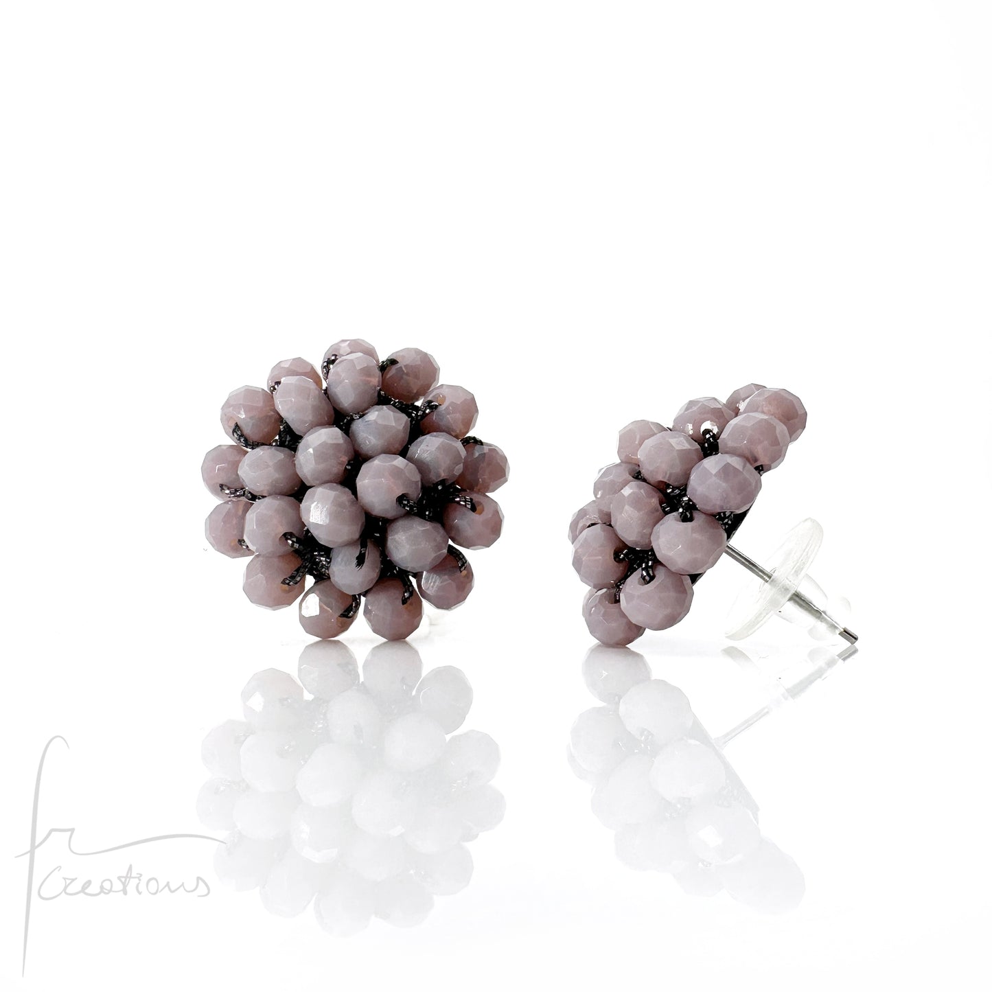 Orecchini a Lobo Rotondi Aila all' Uncinetto con Cristalli