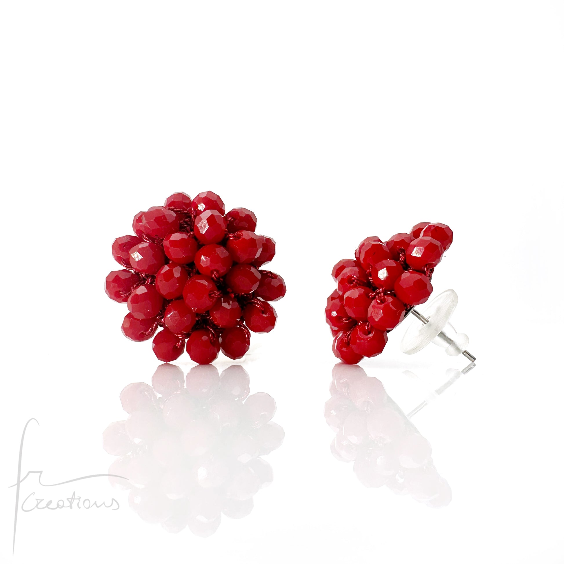 Orecchini a Lobo Rotondi Aila all' Uncinetto con Cristalli