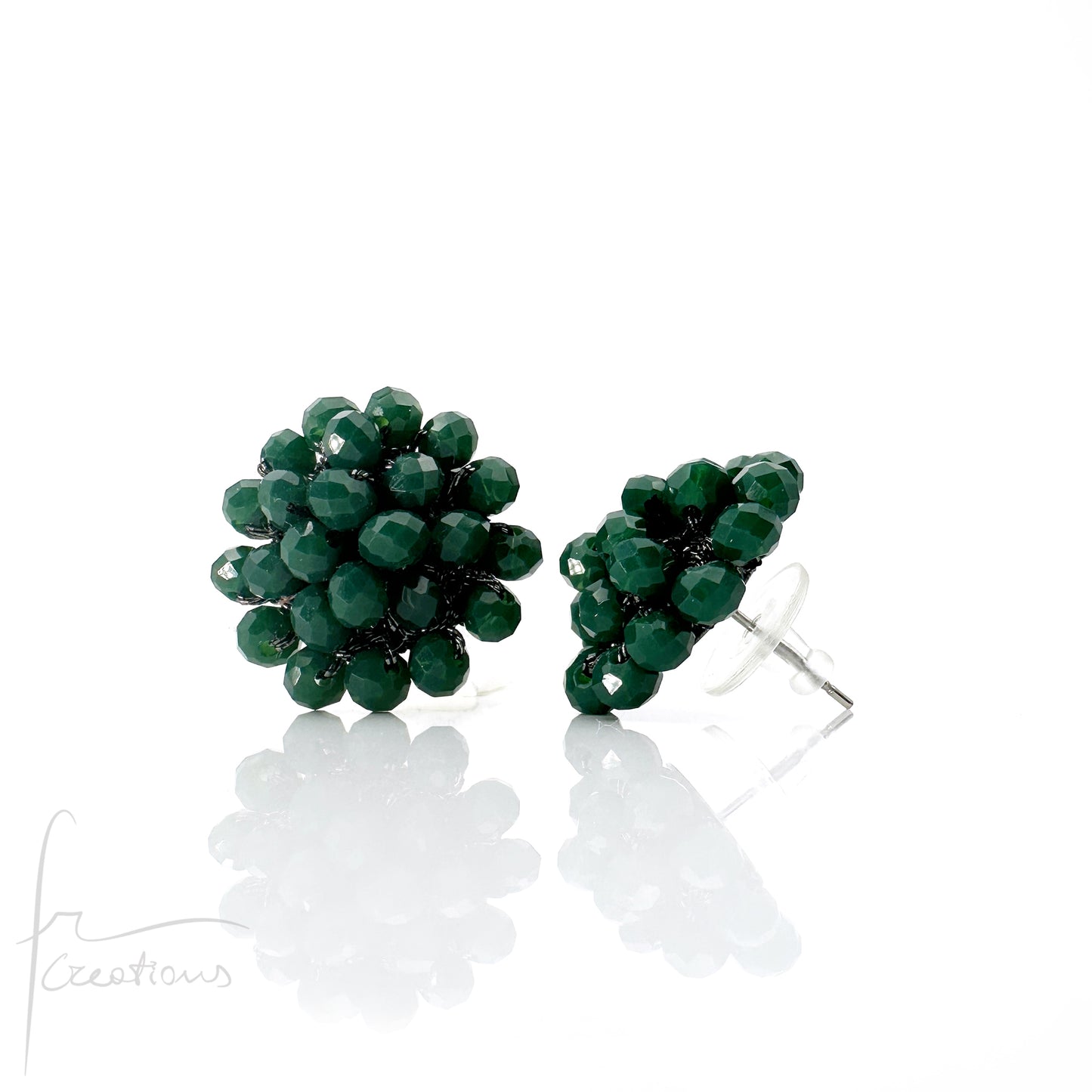 Orecchini a Lobo Rotondi Aila all' Uncinetto con Cristalli