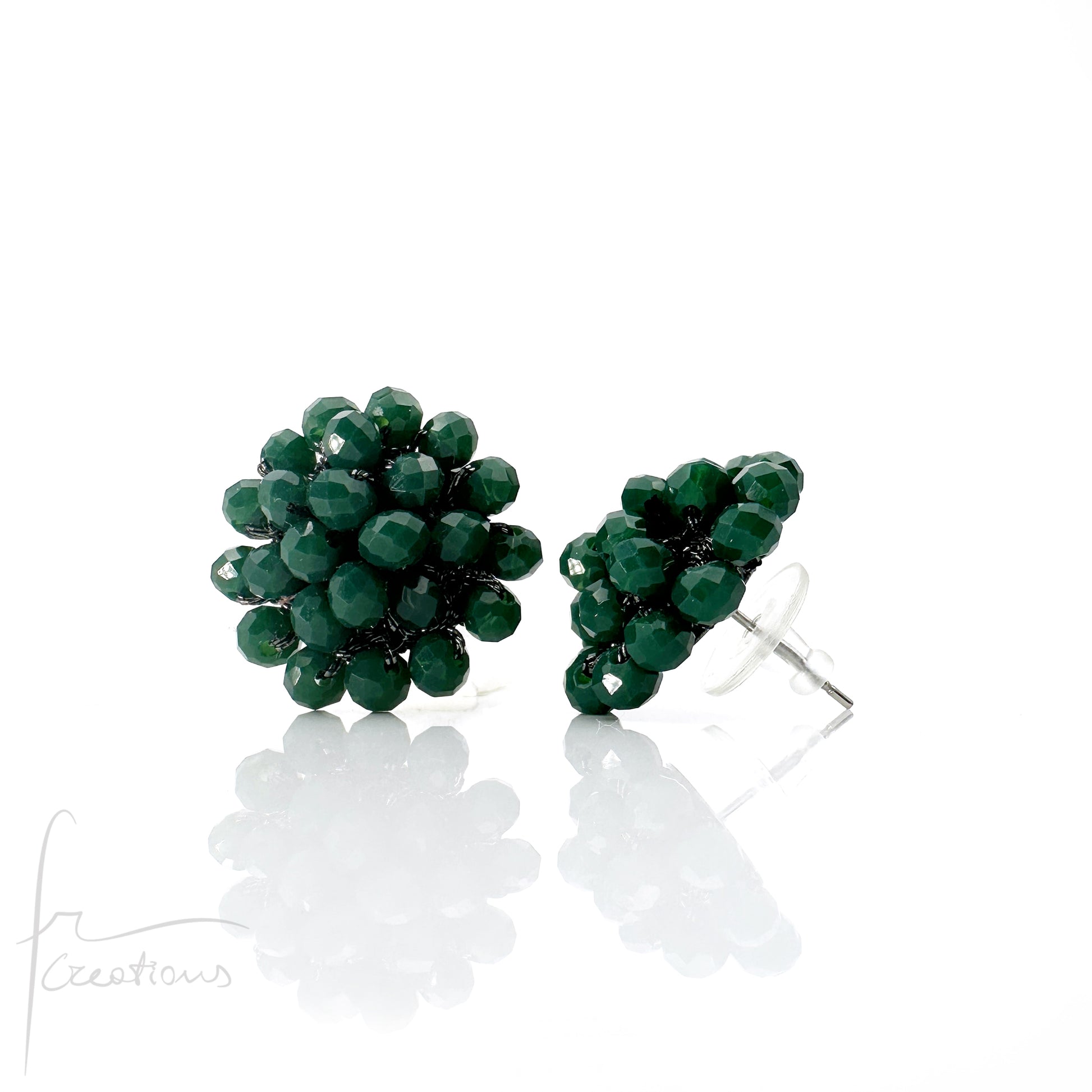 Orecchini a Lobo Rotondi Aila all' Uncinetto con Cristalli