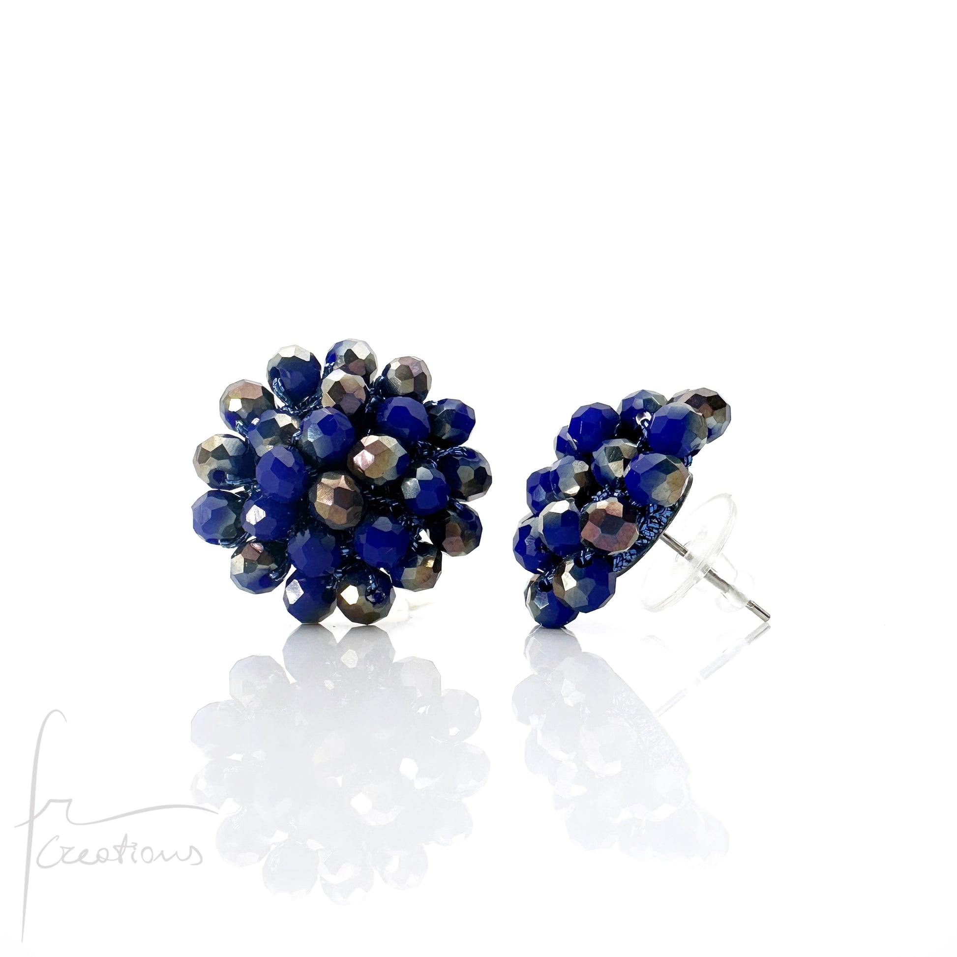 Orecchini a Lobo Rotondi Aila all' Uncinetto con Cristalli