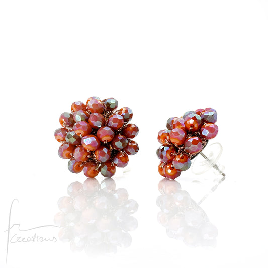 Orecchini a Lobo Rotondi Aila all' Uncinetto con Cristalli