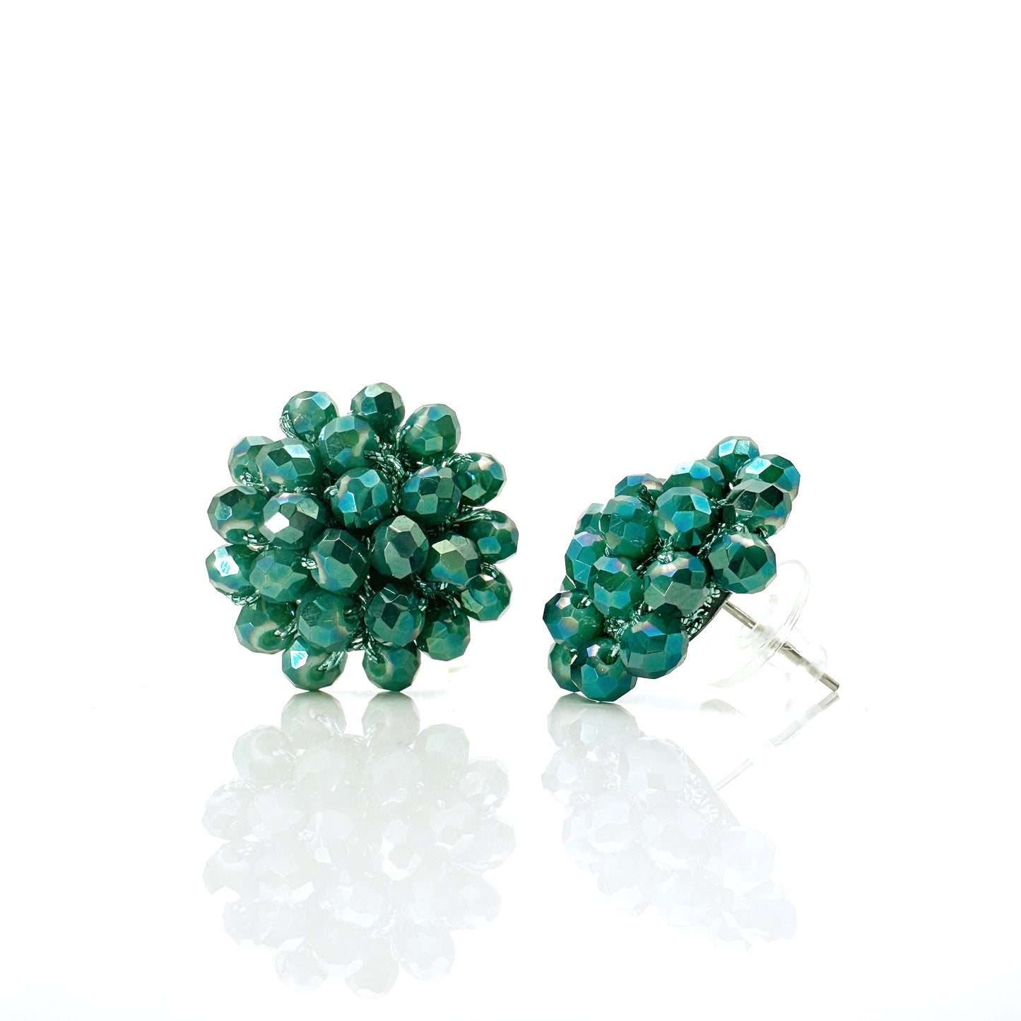 Orecchini a Lobo Rotondi Aila all' Uncinetto con Cristalli