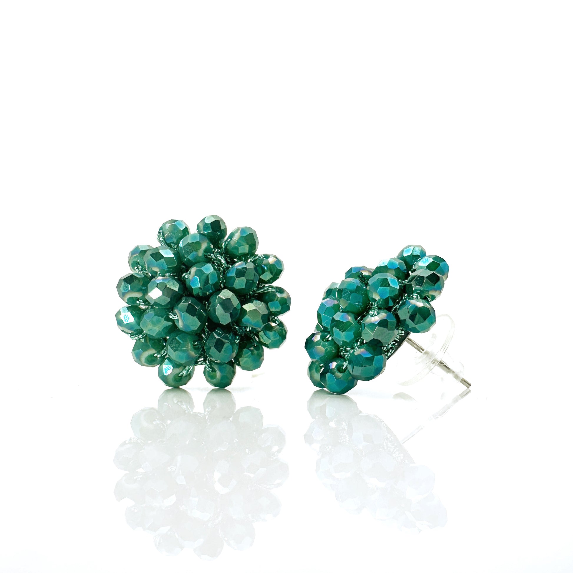 Orecchini a Lobo Rotondi Aila all' Uncinetto con Cristalli