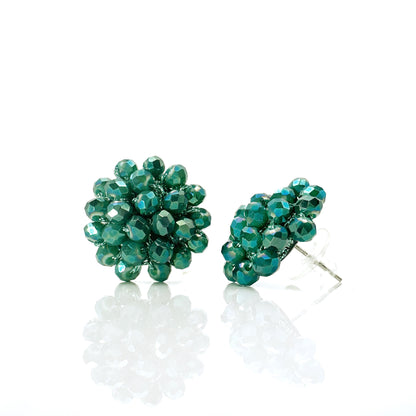 Orecchini a Lobo Rotondi Aila all' Uncinetto con Cristalli