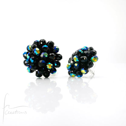 Orecchini a Lobo Rotondi Aila all' Uncinetto con Cristalli