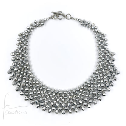 Collana Girocollo Alexandra tessitura con cristalli Alexandra Silver