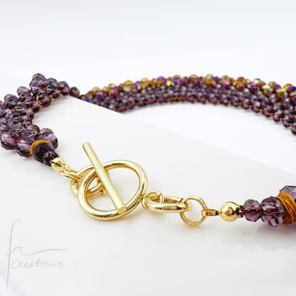 Collana Girocollo Alexandra tessitura con cristalli Alexandra Viola Oro Iridescente