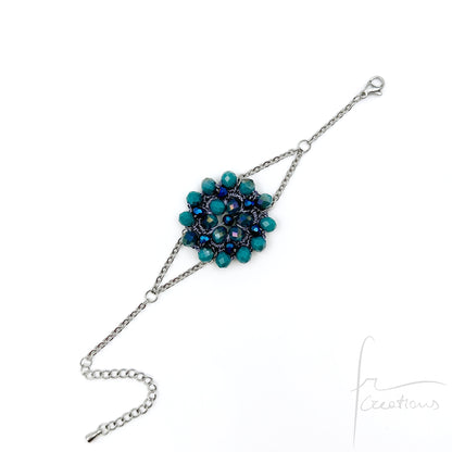 Bracciale fiore all'uncinetto con cristalli Blumen