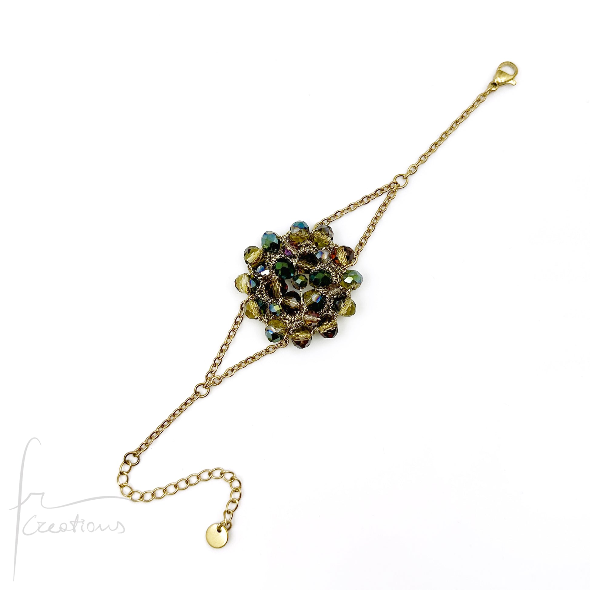 Bracciale fiore all'uncinetto con cristalli Blumen