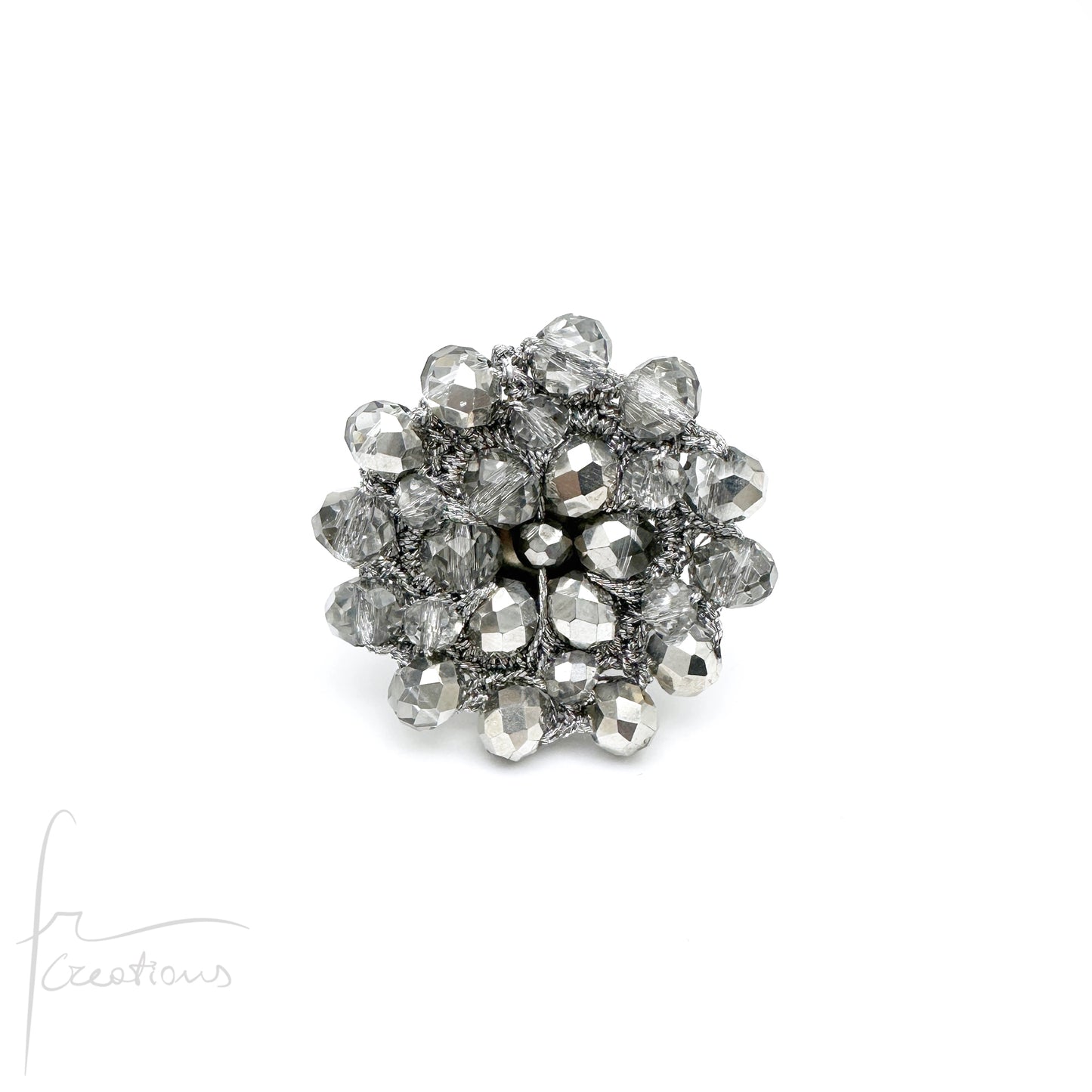 Anello fiore all'uncinetto con cristalli Blumen