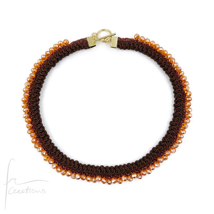 Collana girocollo SUN all'uncinetto con cristalli 