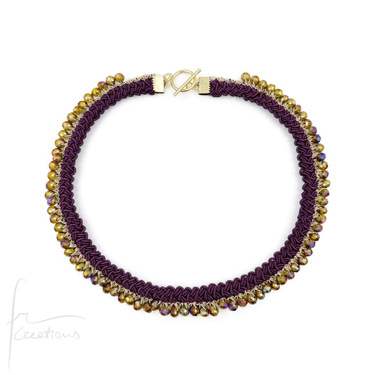 Collana girocollo SUN all'uncinetto con cristalli 