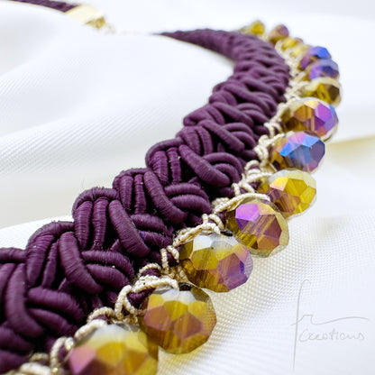 Collana girocollo SUN all'uncinetto con cristalli 