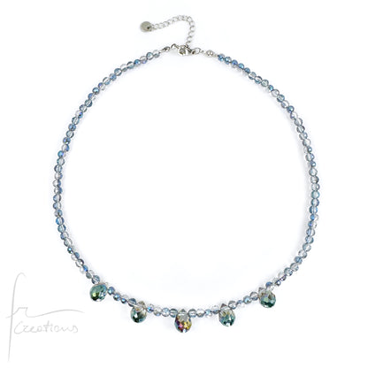 Girocollo Dew Elements con cubic zirconia sfaccettate e briolettes iridescenti in cristallo austriaco
