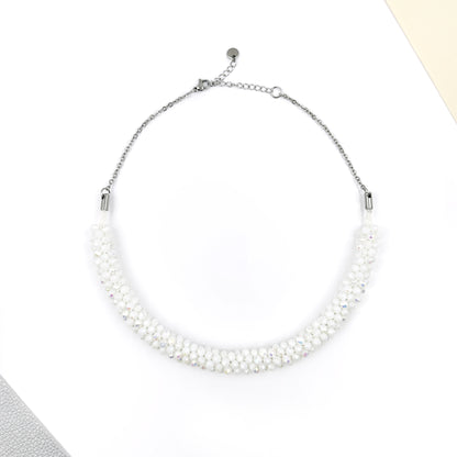 Collane girocollo Snake intrecciate a mano con cristalli bianco alabastro