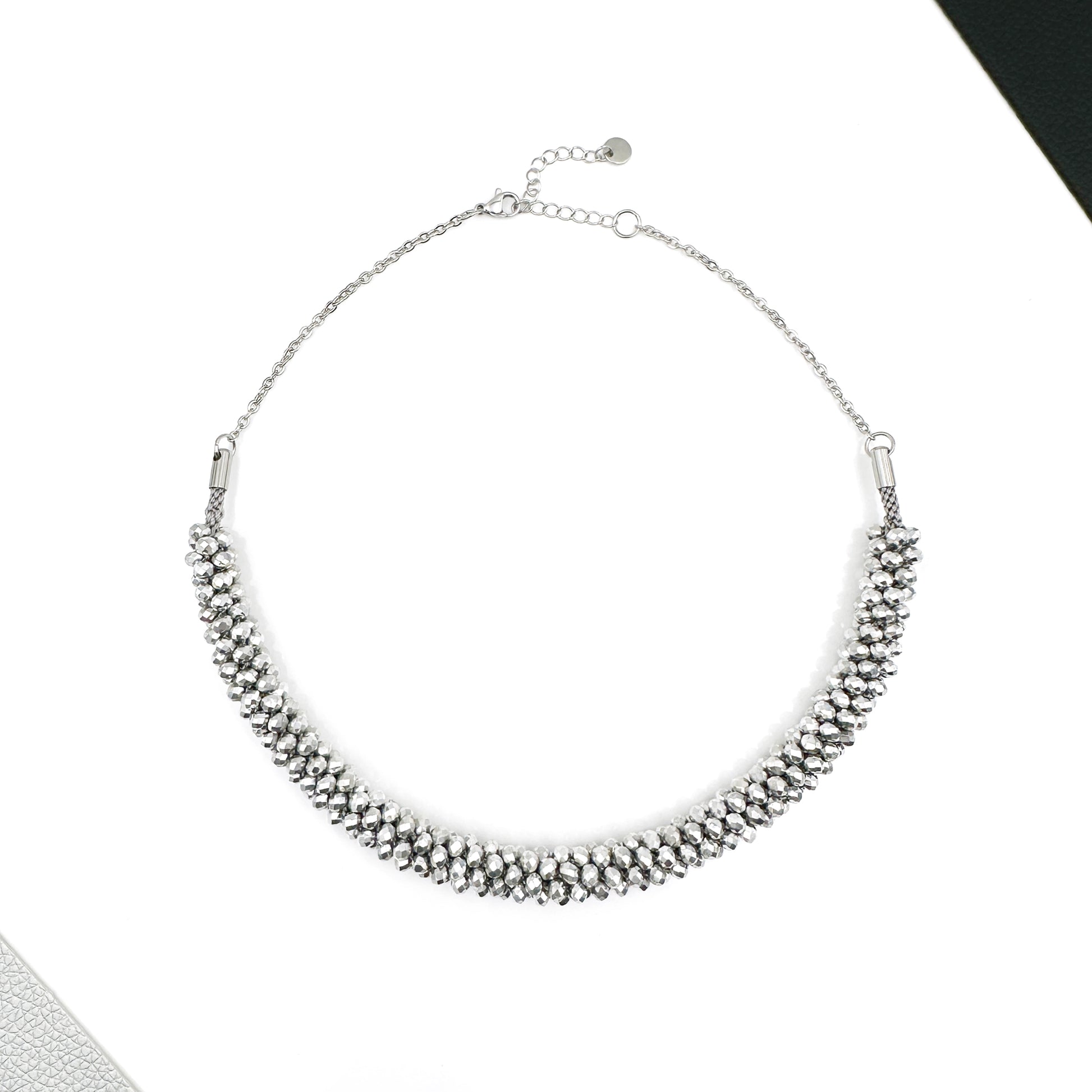Collane girocollo Snake intrecciate a mano con cristalli silver