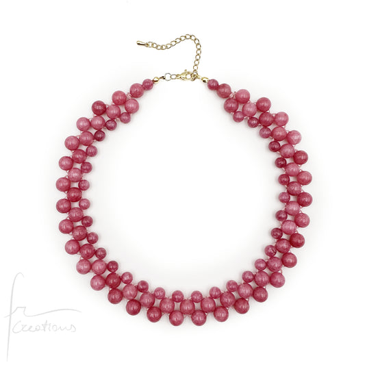 Collana Alexandra Medium in tessitura Con Giada Rosa Rodocrosite