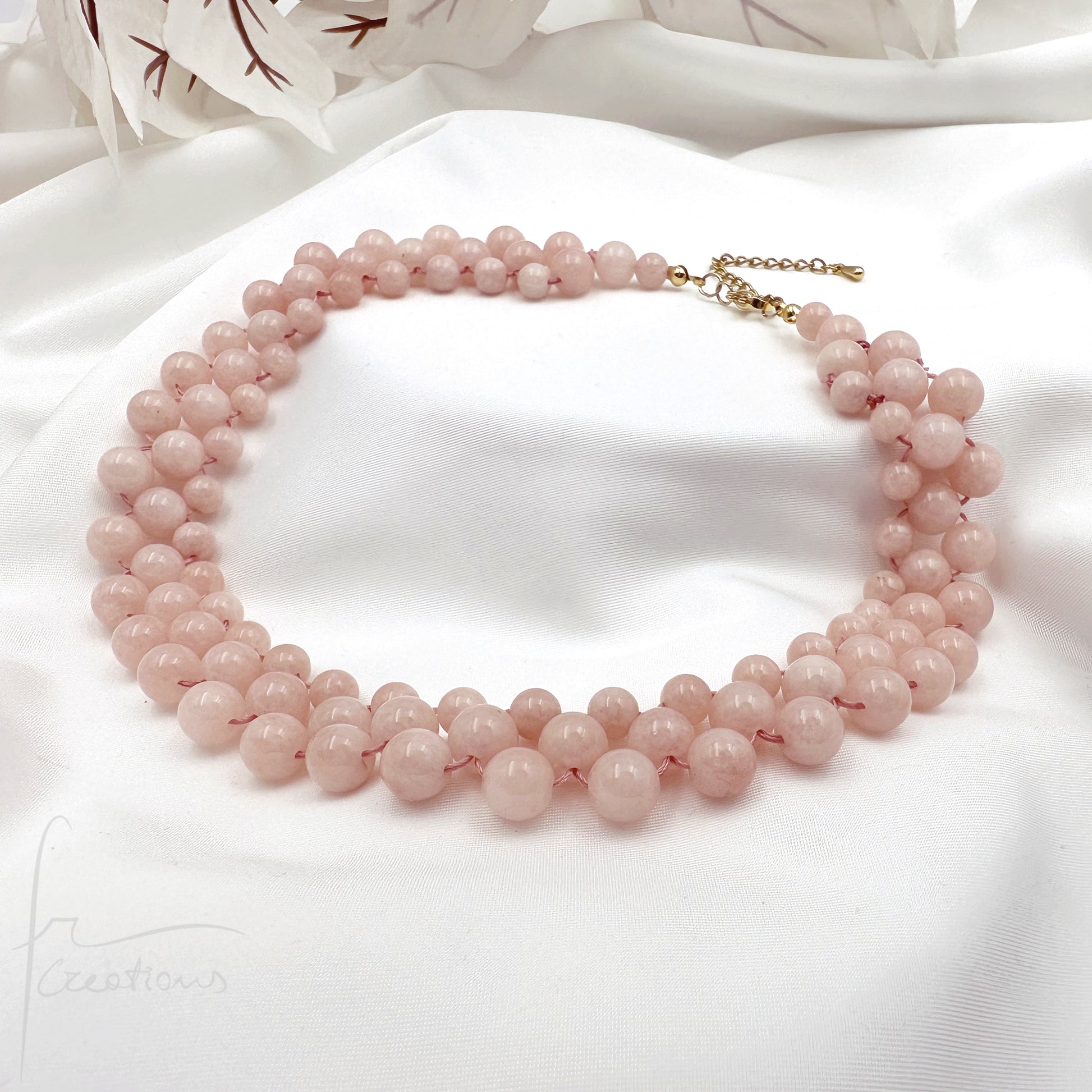 Collana Alexandra Medium in tessitura Con Giada Rosa Morganite