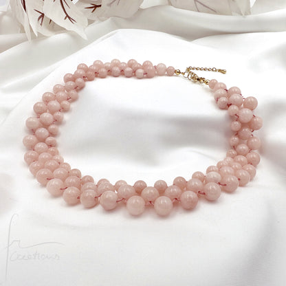 Collana Alexandra Medium in tessitura Con Giada Rosa Morganite