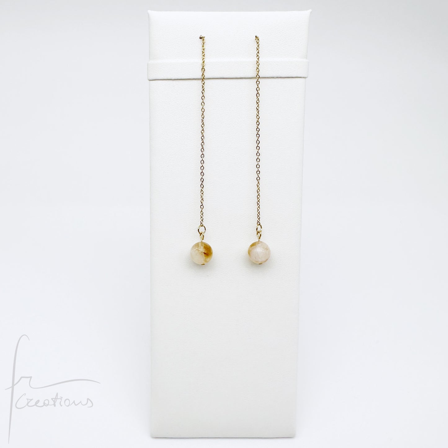 Coppia di orecchini pendenti  saliscendi con quarzo citrino