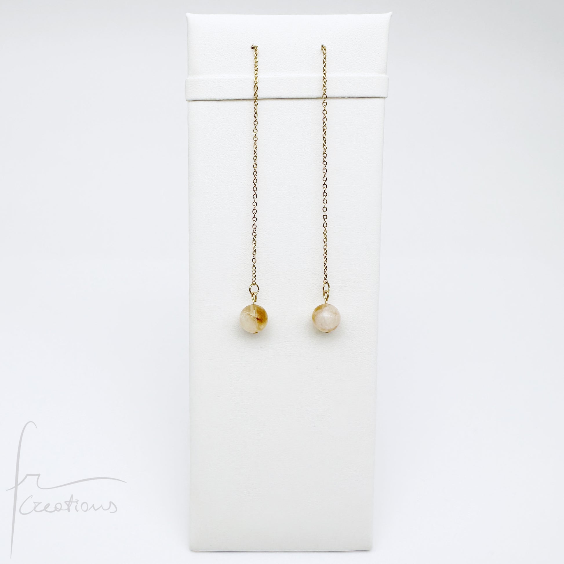 Coppia di orecchini pendenti  saliscendi con quarzo citrino