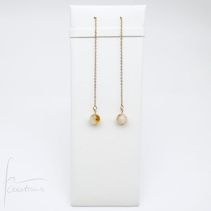 Coppia di orecchini pendenti  saliscendi con quarzo citrino