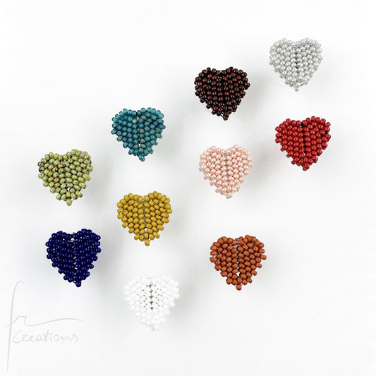 Orecchini Cuore a lobo con perline in vetro e perno in acciaio inox Maxi 