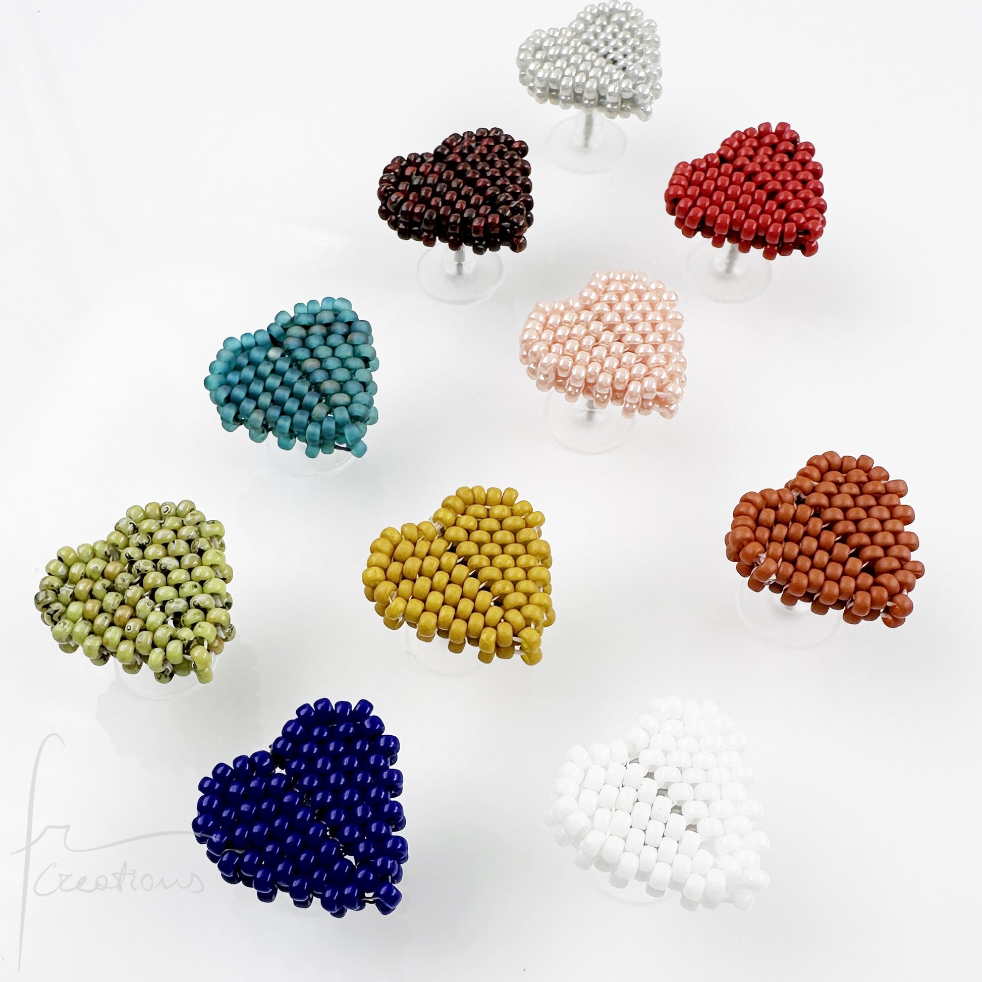 Orecchini Cuore a lobo con perline in vetro e perno in acciaio inox Maxi 